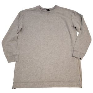 Revamped Long Heathered Gray Sweatshirt with Zipper Detail